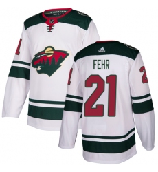 Youth Adidas Minnesota Wild #21 Eric Fehr Authentic White Away NHL Jersey