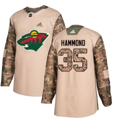 Men's Adidas Minnesota Wild #35 Andrew Hammond Authentic Camo Veterans Day Practice NHL Jersey
