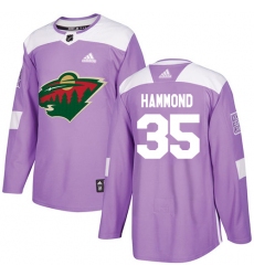 Youth Adidas Minnesota Wild #35 Andrew Hammond Authentic Purple Fights Cancer Practice NHL Jersey