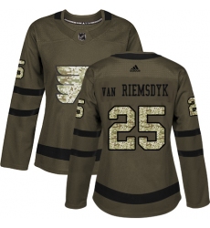 Women's Adidas Philadelphia Flyers #25 James Van Riemsdyk Authentic Green Salute to Service NHL Jersey