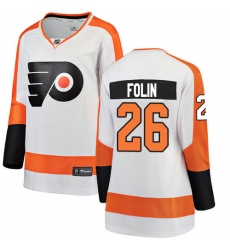 Women's Philadelphia Flyers #26 Christian Folin Fanatics Branded White Away Breakaway NHL Jersey