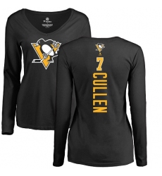 NHL Women's Adidas Pittsburgh Penguins #7 Matt Cullen Black Backer Long Sleeve T-Shirt
