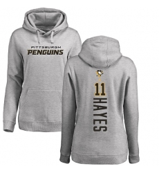 NHL Women's Adidas Pittsburgh Penguins #11 Jimmy Hayes Ash Backer Pullover Hoodie