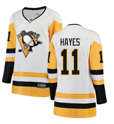 Women's Pittsburgh Penguins #11 Jimmy Hayes Authentic White Away Fanatics Branded Breakaway NHL Jersey