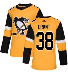 Men's Adidas Pittsburgh Penguins #38 Derek Grant Premier Gold Alternate NHL Jersey