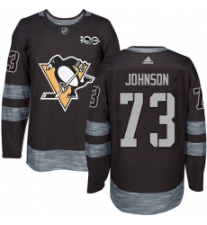 Men's Adidas Pittsburgh Penguins #73 Jack Johnson Authentic Black 1917-2017 100th Anniversary NHL Jersey