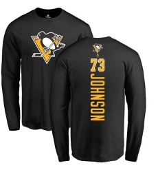 NHL Adidas Pittsburgh Penguins #73 Jack Johnson Black Backer Long Sleeve T-Shirt