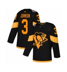 Women's Pittsburgh Penguins #3 Jack Johnson Authentic Black 2019 Stadium Series Hockey Jersey