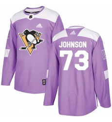 Youth Adidas Pittsburgh Penguins #73 Jack Johnson Authentic Purple Fights Cancer Practice NHL Jersey