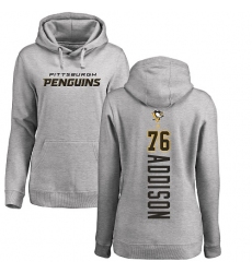 NHL Women's Adidas Pittsburgh Penguins #76 Calen Addison Ash Backer Pullover Hoodie