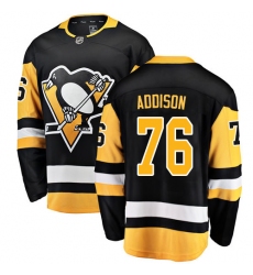 Youth Pittsburgh Penguins #76 Calen Addison Authentic Black Home Fanatics Branded Breakaway NHL Jersey