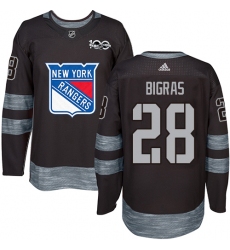 Men's Adidas New York Rangers #28 Chris Bigras Authentic Black 1917-2017 100th Anniversary NHL Jersey
