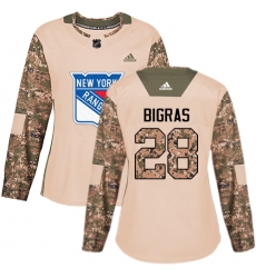 Women's Adidas New York Rangers #28 Chris Bigras Authentic Camo Veterans Day Practice NHL Jersey