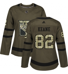 Women's Adidas New York Rangers #82 Joey Keane Authentic Green Salute to Service NHL Jersey