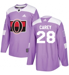 Youth Adidas Ottawa Senators #28 Paul Carey Authentic Purple Fights Cancer Practice NHL Jersey