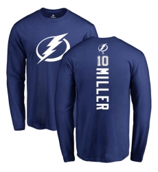 NHL Adidas Tampa Bay Lightning #10 J.T. Miller Royal Blue Backer Long Sleeve T-Shirt