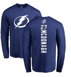 NHL Adidas Tampa Bay Lightning #27 Ryan McDonagh Royal Blue Backer Long Sleeve T-Shirt