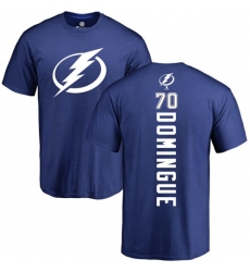 NHL Adidas Tampa Bay Lightning #70 Louis Domingue Royal Blue Backer T-Shirt