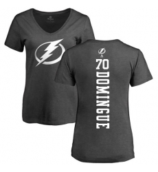 NHL Women's Adidas Tampa Bay Lightning #70 Louis Domingue Charcoal One Color Backer T-Shirt