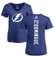 NHL Women's Adidas Tampa Bay Lightning #70 Louis Domingue Royal Blue Backer T-Shirt