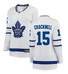 Women's Toronto Maple Leafs #15 Adam Cracknell Authentic White Away Fanatics Branded Breakaway NHL Jersey