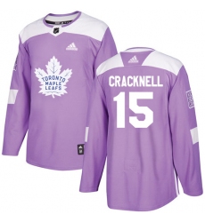 Youth Adidas Toronto Maple Leafs #15 Adam Cracknell Authentic Purple Fights Cancer Practice NHL Jersey