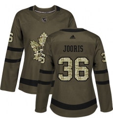 Women's Adidas Toronto Maple Leafs #36 Josh Jooris Authentic Green Salute to Service NHL Jersey