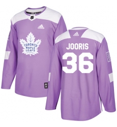 Youth Adidas Toronto Maple Leafs #36 Josh Jooris Authentic Purple Fights Cancer Practice NHL Jersey
