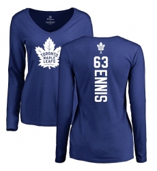 NHL Women's Adidas Toronto Maple Leafs #63 Tyler Ennis Royal Blue Backer Long Sleeve T-Shirt