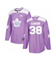 Men's Toronto Maple Leafs #38 Rasmus Sandin Authentic Purple Fights Cancer Practice Hockey Jersey