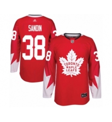Men's Toronto Maple Leafs #38 Rasmus Sandin Authentic Red Alternate Hockey Jersey