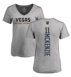 NHL Women's Adidas Vegas Golden Knights #11 Curtis McKenzie Gray Backer Slim Fit V-Neck T-Shirt