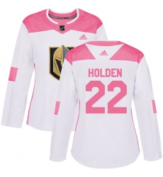 Women's Adidas Vegas Golden Knights #22 Nick Holden Authentic White Pink Fashion NHL Jersey
