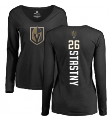 NHL Women's Adidas Vegas Golden Knights #26 Paul Stastny Black Backer Slim Fit Long Sleeve T-Shirt