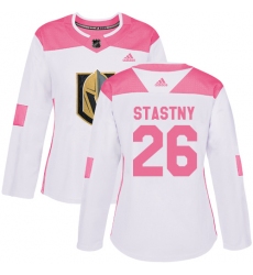 Women's Adidas Vegas Golden Knights #26 Paul Stastny Authentic White Pink Fashion NHL Jersey