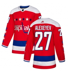 Men's Adidas Washington Capitals #27 Alexander Alexeyev Authentic Red Alternate NHL Jersey