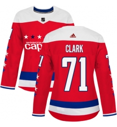 Women's Adidas Washington Capitals #71 Kody Clark Authentic Red Alternate NHL Jersey