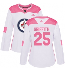 Women's Adidas Winnipeg Jets #25 Seth Griffith Authentic White Pink Fashion NHL Jersey