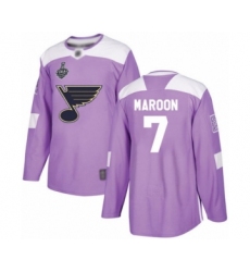 Youth St. Louis Blues #7 Patrick Maroon Authentic Purple Fights Cancer Practice 2019 Stanley Cup Final Bound Hockey Jersey