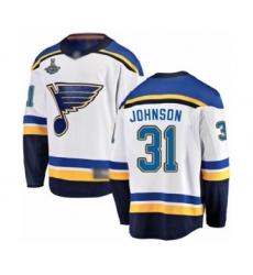 Youth St. Louis Blues #31 Chad Johnson Fanatics Branded White Away Breakaway 2019 Stanley Cup Champions Hockey Jersey