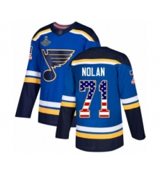Men's St. Louis Blues #71 Jordan Nolan Authentic Blue USA Flag Fashion 2019 Stanley Cup Champions Hockey Jersey