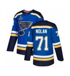 Men's St. Louis Blues #71 Jordan Nolan Authentic Royal Blue Home 2019 Stanley Cup Champions Hockey Jersey