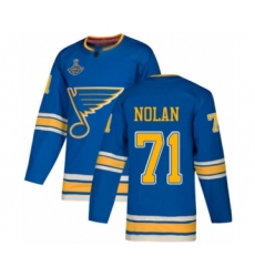 Youth St. Louis Blues #71 Jordan Nolan Authentic Navy Blue Alternate 2019 Stanley Cup Champions Hockey Jersey