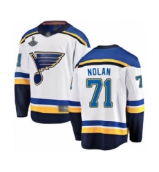 Youth St. Louis Blues #71 Jordan Nolan Fanatics Branded White Away Breakaway 2019 Stanley Cup Champions Hockey Jersey