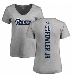 NFL Women's Nike Los Angeles Rams #56 Dante Fowler Jr Ash Backer V-Neck T-Shirt