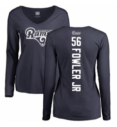 NFL Women's Nike Los Angeles Rams #56 Dante Fowler Jr Navy Blue Backer Slim Fit Long Sleeve T-Shirt