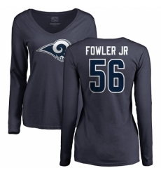 NFL Women's Nike Los Angeles Rams #56 Dante Fowler Jr Navy Blue Name & Number Logo Slim Fit Long Sleeve T-Shirt