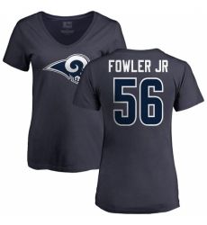 NFL Women's Nike Los Angeles Rams #56 Dante Fowler Jr Navy Blue Name & Number Logo Slim Fit T-Shirt