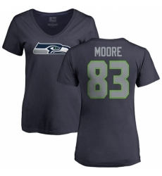 NFL Women's Nike Seattle Seahawks #83 David Moore Navy Blue Name & Number Logo T-Shirt