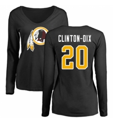 NFL Women's Nike Washington Redskins #20 Ha Clinton-Dix Black Name & Number Logo Long Sleeve T-Shirt